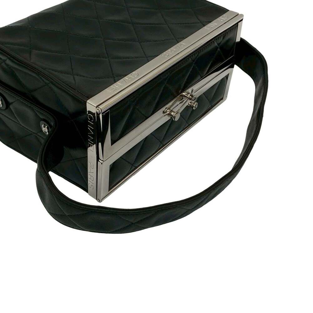 CHANEL Black Lambskin Leather Logo Vanity Bag - Picture 4 of 10